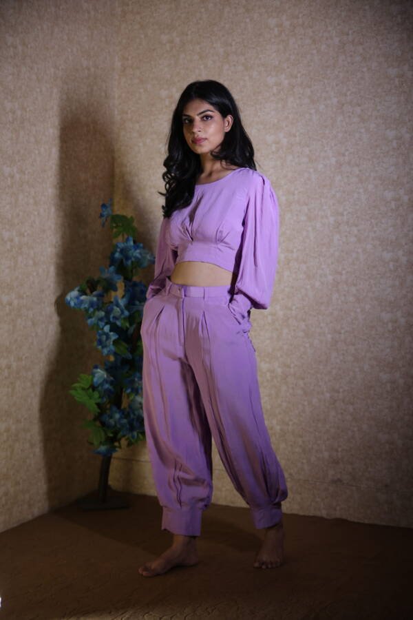 Co-Ord Set Afghani Style in Natural Crepe Lavender