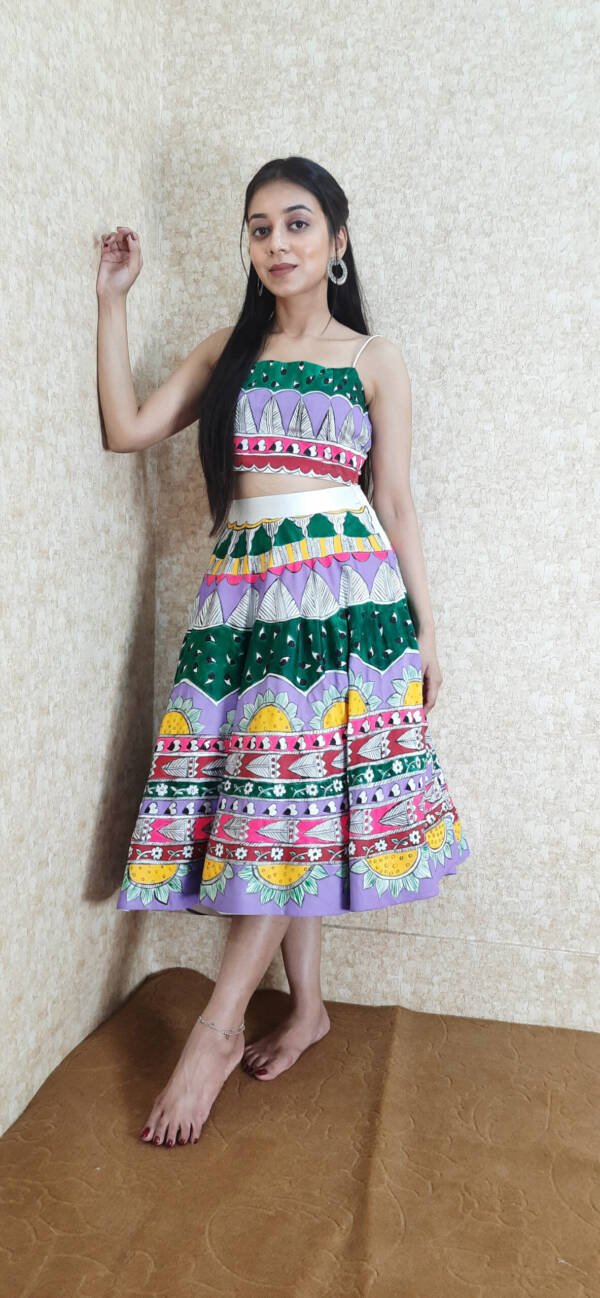 Short Lehanga Hand Painted Motifs in Satin